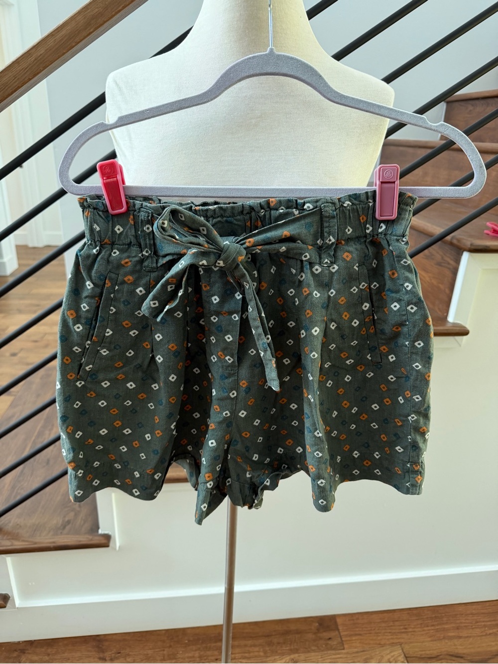 Anthropologie Woven Tie-Waist Printed Women’s Shorts - Olive
